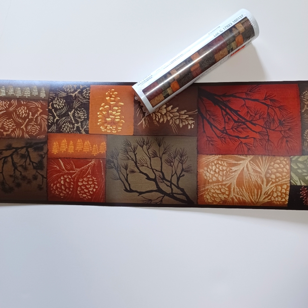 Wallpaper Border Monde Pinecone Branch Collage
